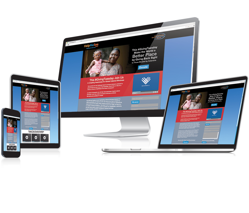 WordPress landing page design - shown on a website, tablet and mobile devices