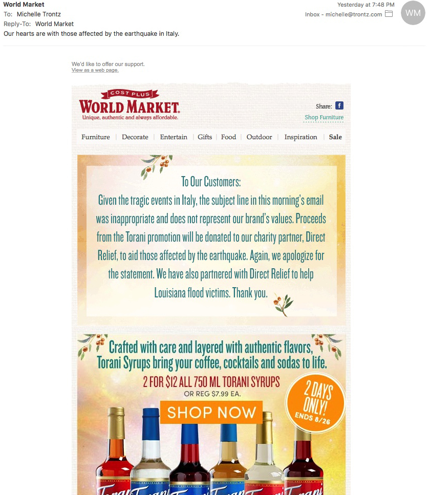 Wolrd Market Apology