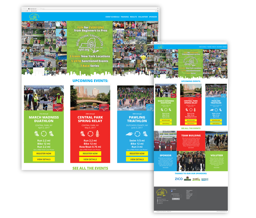 New York Triathlon (NYTRI) website redesign home page design