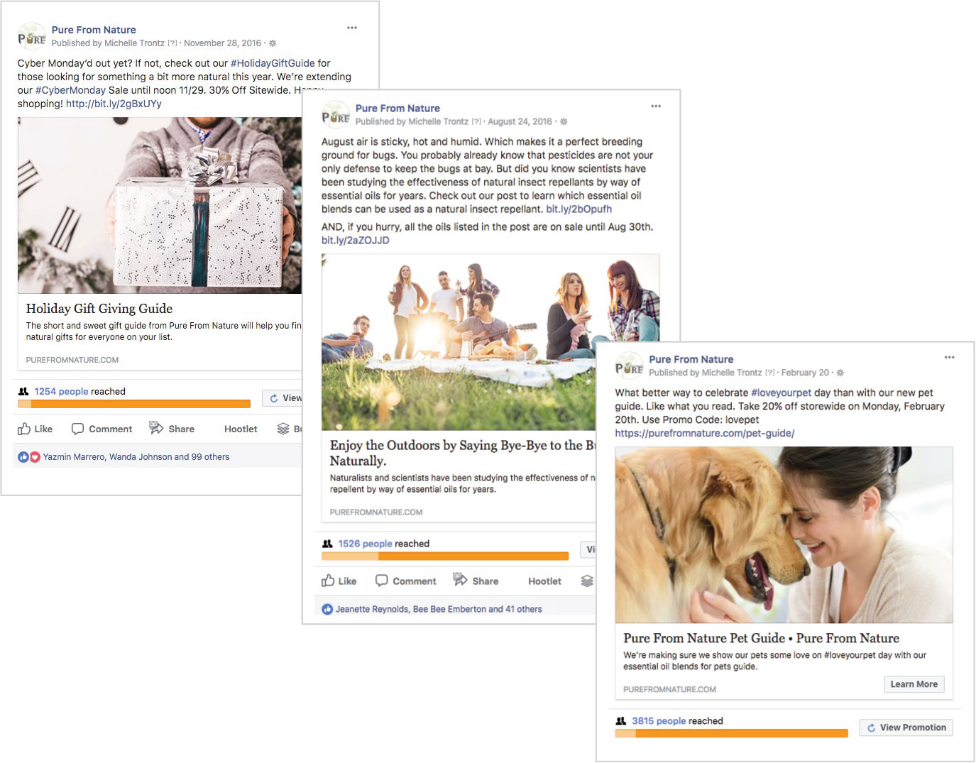 Examples of three social media posts from an integrated marketing campaign