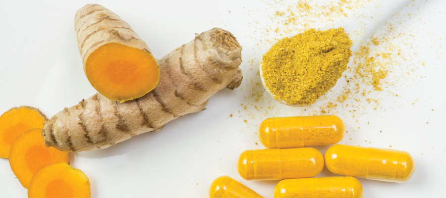 turmeric powder, root and capsules